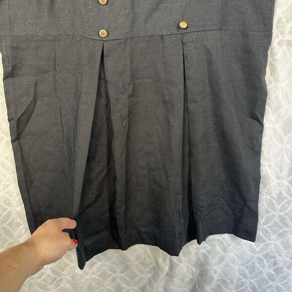 Vtg 60s Avon Drop Waist Day Dress Large Black White Puff Sleeve Modest Victorian - Picture 7 of 13